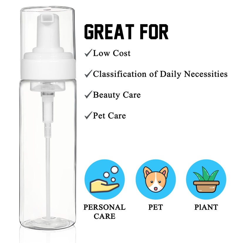JOLYEAK 2PCS Foam Pump Bottle, Foaming Dispenser Bottle, Foaming Hand Soap Dispensers, Travel Size Foam Spray Bottles for Body Wash, Lash Cleanser, Shampoo, 200 ml/7 OZ - Image 3